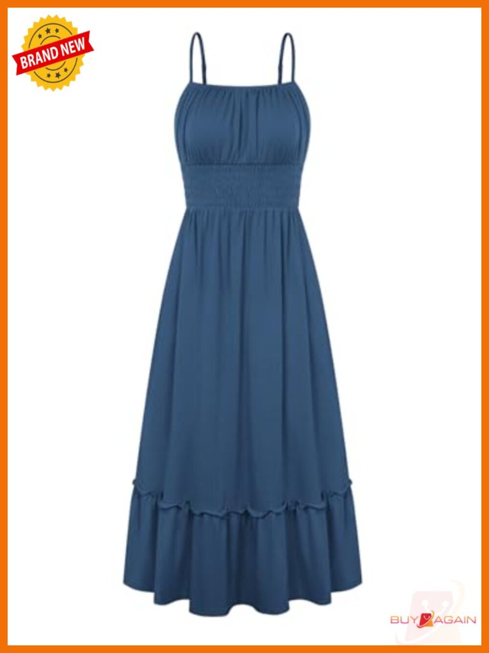 Women's Summer Maxi Dress Smocked Waist Sleeveless Beach Vacation